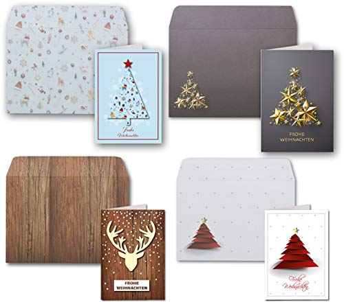 Weihnachtskarten - 40er Set mit Umschlägen- DIN A6/C6 - Klappkarten für Weihnachtsgrüße - 40 Stück - Frohe Weihnachten von NEUSER PAPIER