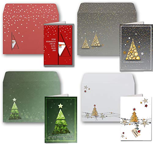 Weihnachtskarten - 40er Set mit Umschlägen- DIN A6/C6 - Klappkarten für Weihnachtsgrüße - 40 Stück - Frohe Weihnachten von NEUSER PAPIER