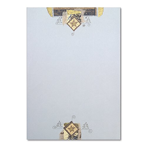 100x exklusives Weihnachtsbriefpapier DIN A4 - Gold-Metallic-Prägung auf geripptem Papier - 21 x 29,7 cm von FarbenFroh by GUSTAV NEUSER