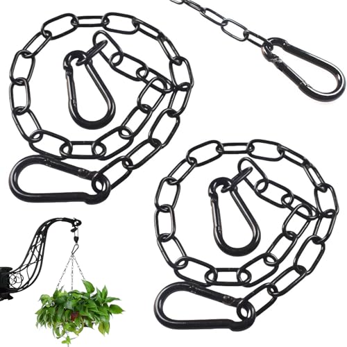 Edelstahl Ketten mit Karabiner, 2 Stück Stahlkette 0.5m Kette Edelstahl Gliederkette 3mm Kettenglieder Edelstahlkette für Zauntore, Käfigtore für Haustiere, Gartentore (Schwarz) von NEUSID