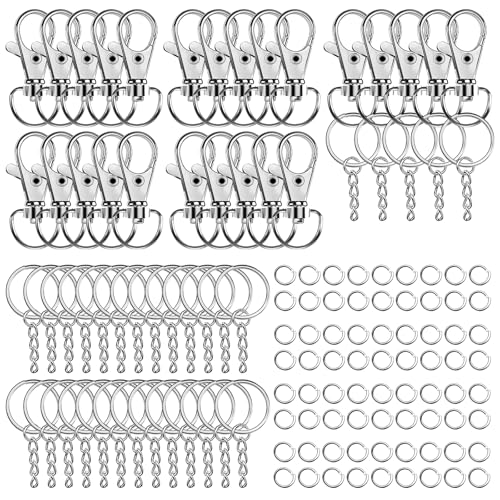 Schlüsselring-Clips, Schlüsselanhänger-Ringe, drehbare Karabinerverschlüsse, Schlüsselanhänger mit Spaltringen, Schlüsselanhänger zum Basteln, Schlüsselband, Schmuck, 200 Stück von NEUSID