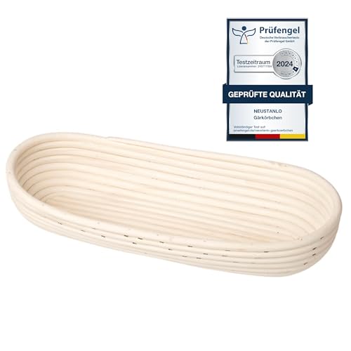 Neustanlo | Gärkörbchen oval | 53 cm für 2,5-3 kg Baguette Brot | aus Peddigrohr | Gärkorb zum Brot backen | für perfekt geformtes, handgemachtes Brot | naturbelassener Gärkorb zum Brotbacken von NEUSTANLO