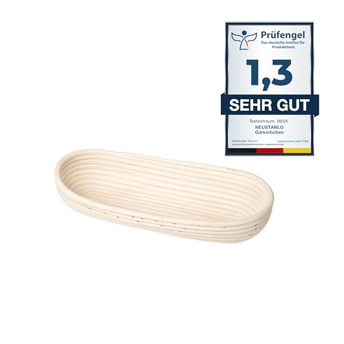 Neustanlo | Gärkörbchen oval | 53 cm für 2,5-3 kg Baguette Brot | aus Peddigrohr | Gärkorb zum Brot backen | für perfekt geformtes, handgemachtes Brot | naturbelassener Gärkorb zum Brotbacken von NEUSTANLO