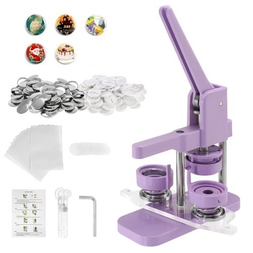 NEWFUN Buttonmaschine, Buttonmaschine 58mm, Button maschine set, Push-Pull DIY Anstecknadel Maker, Umfasst 100 Sätze von Kunststoff-Knopf Maker Lieferungen für persönliche, Geeignet für Kinder von NEWFUN