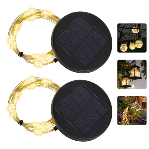 Solarleuchten Ersatz Top mit Lichterketten für Garten: 8cm Solarleuchten Ersatzteile für Außenlaternen mit IP65 Wasserdichten LED-Lichterketten aus Kupferdraht - für Außen Garten Terrasse DIY 2 Stück von NEWNEN