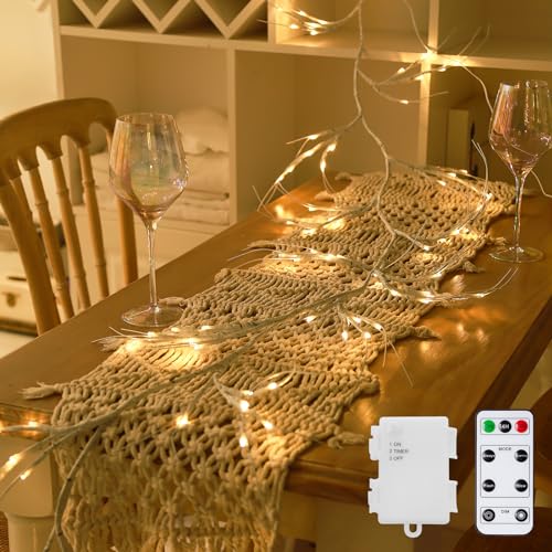 NEWNEN Zweige Lichter 96 LEDs Lichterketten Warmweiß Lichterbaum mit Stecker oder Batteriebetrieben mit Timer, Künstliche Lichterzweige für Ostern Innen Wanddeko Aesthetic Room Décor von NEWNEN