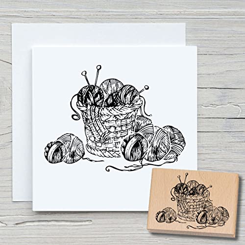 NEWSTAMPS Stempel Wolle Motivstempel aus Holz & Gummi zum Karten und Geschenke basteln, Holzstempel für Handarbeit, Scrapbook, Textilstempel, Deko, Freunde von NEWSTAMPS DIE STEMPELMACHER