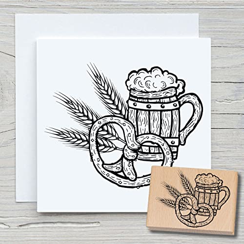 NEWSTAMPS Stempel Bier und Brezel Motivstempel groß aus Holz & Gummi zum Karten und Geschenke basteln, Holzstempel für Feiern, Bayern, Deutschland, Scrapbook, Textilstempel, Deko, Kinder von NEWSTAMPS DIE STEMPELMACHER