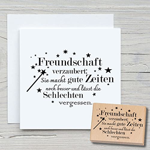 NEWSTAMPS Stempel Freundschaft verzaubert Motivstempel groß aus Holz & Gummi zum Karten basteln, Holzstempel, Sprüche, Spruchstempel, Textstempel, Schrift, Scrapbook, Textilstempel, Deko von NEWSTAMPS DIE STEMPELMACHER