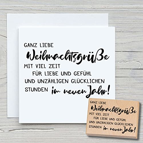 NEWSTAMPS Stempel Ganz liebe Weihnachtsgrüße Motivstempel aus Holz & Gummi zum Karten und Geschenke basteln, Holzstempel für Weihnachten, Weihnachtskarte, Scrapbook, Textilstempel, Deko, Freunde von NEWSTAMPS DIE STEMPELMACHER