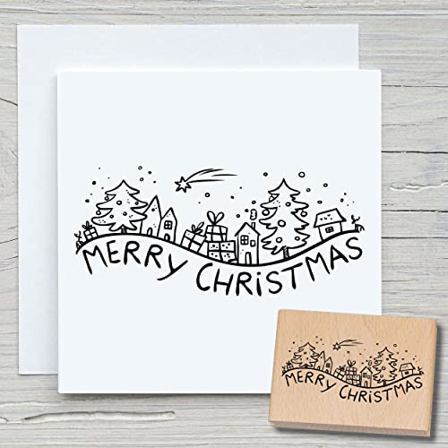 NEWSTAMPS Stempel Merry Christmas 07 Motivstempel aus Holz & Gummi zum Karten und Geschenke basteln, Holzstempel für Weihnachten, Weihnachtskarte, Advent, Scrapbook, Textilstempel, Deko, Freunde von NEWSTAMPS DIE STEMPELMACHER