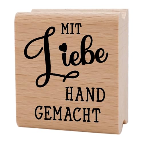 NEWSTAMPS Stempel Mit Liebe handgemacht Motivstempel aus Holz & Gummi zum Karten und Geschenke basteln, Holzstempel für Sprüche, Spruchstempel, Textstempel, Schrift, Scrapbook, Textilstempel, Deko von NEWSTAMPS DIE STEMPELMACHER