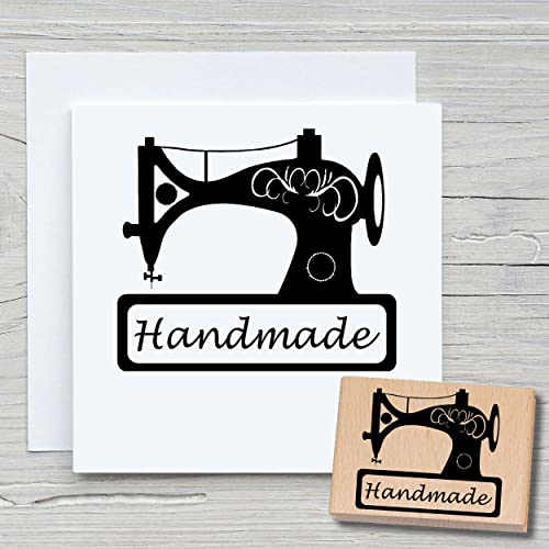 NEWSTAMPS Stempel Nähmaschine Motivstempel aus Holz & Gummi zum Karten und Geschenke basteln, Holzstempel für Scrapbook, Textilstempel, Deko von NEWSTAMPS DIE STEMPELMACHER