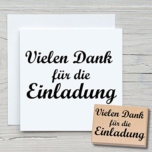 NEWSTAMPS Stempel Vielen Dank für die Einladung Motivstempel aus Holz & Gummi zum Karten basteln, Holzstempel, Sprüche, Spruchstempel, Textstempel, Schrift, Scrapbook, Textilstempel, Deko von NEWSTAMPS DIE STEMPELMACHER