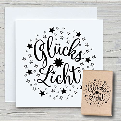 NEWSTAMPS Stempel Glückslicht Motivstempel aus Holz & Gummi zum Karten und Geschenke basteln, Holzstempel für Weihnachten, Weihnachtskarte, Advent, Scrapbook, Textilstempel, Deko, Freunde von NEWSTAMPS DIE STEMPELMACHER