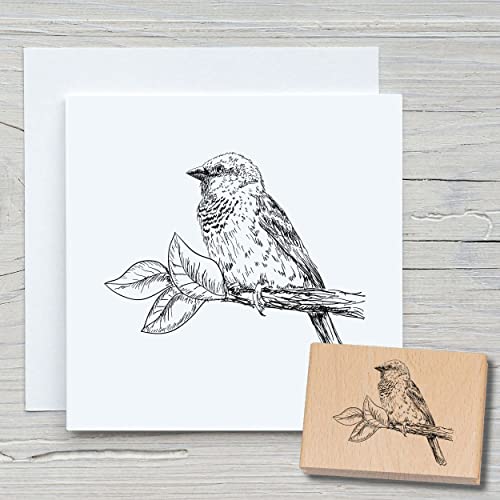 NEWSTAMPS Stempel Vogel Motivstempel aus Holz & Gummi zum Karten basteln, Holzstempel, Tiere, Tierstempel, Scrapbook, Textilstempel, Deko, Kinder von NEWSTAMPS DIE STEMPELMACHER