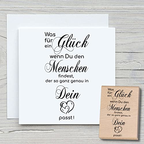 NEWSTAMPS Stempel Was für ein Glück Motivstempel groß aus Holz & Gummi zum Karten basteln, Holzstempel, Sprüche, Spruchstempel, Textstempel, Schrift, Scrapbook, Textilstempel, Deko von NEWSTAMPS DIE STEMPELMACHER