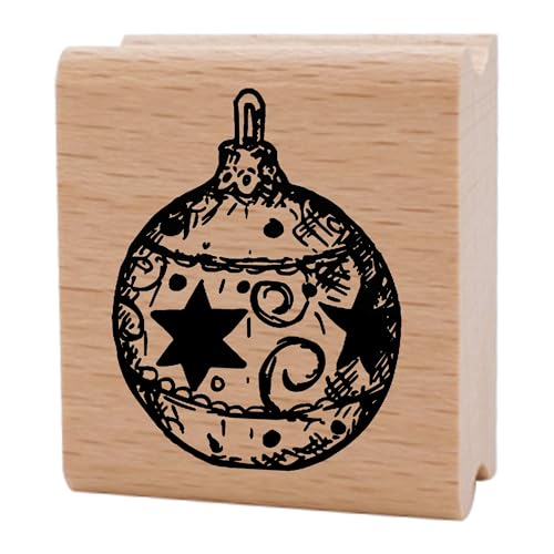 NEWSTAMPS Stempel Weihnachtskugel filigran Motivstempel aus Holz & Gummi zum Karten und Geschenke basteln, Holzstempel für Weihnachten, Weihnachtskarte, Advent, Scrapbook, Textilstempel, Deko, Freunde von NEWSTAMPS DIE STEMPELMACHER