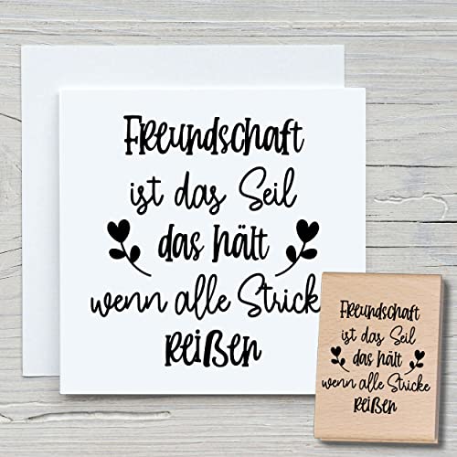 NEWSTAMPS Stempel Freundschaft ist das Seil Motivstempel groß aus Holz & Gummi zum Karten basteln, Holzstempel, Sprüche, Spruchstempel, Textstempel, Schrift, Scrapbook, Textilstempel, Deko von NEWSTAMPS DIE STEMPELMACHER