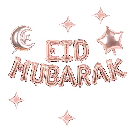 Eid Mubarak Dekoration Rosegold Luftballons Muslim Latex Ballons Star Moon Ballon Eid Al-Fitr Ballon Folienballon für Eid Mubarak Ramadan Feier Mubarak Kareem Decoration von NEWUPZSI