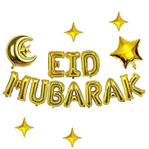 Eid Mubarak Dekoration gold Luftballons Muslim Latex Ballons Star Moon Ballon Eid Al-Fitr Ballon Folienballon für Eid Mubarak Ramadan Feier Mubarak Kareem Decoration von NEWUPZSI