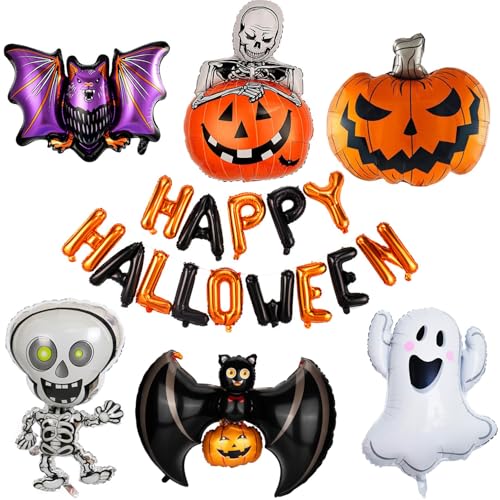 Halloween Folienballon Luftballons Dekoration Party Ballon Halloween Dekoration Helium Ballon Kürbis Sensemann für Halloween Party Favors Dekorationen Supplies von NEWUPZSI