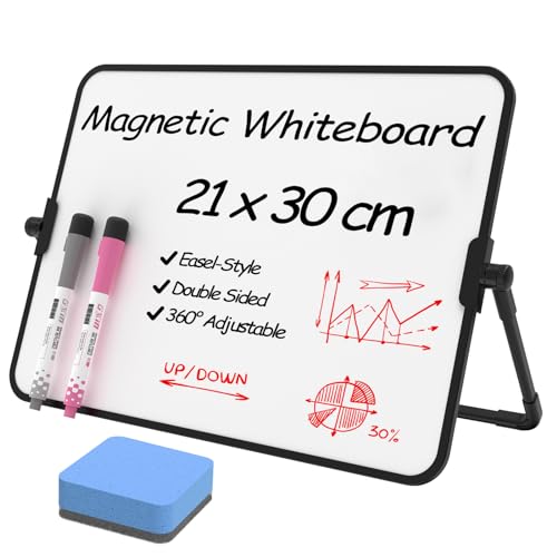 NEWYES Whiteboard Magnetisch Memoboard A4-Größe mit Ständer, Tragbare Doppelseitige Beschreibbar Whiteboard Staffelei Desktop Schreibtafel zum Notieren im Büro, Geschäft und zu Hause von NEWYES