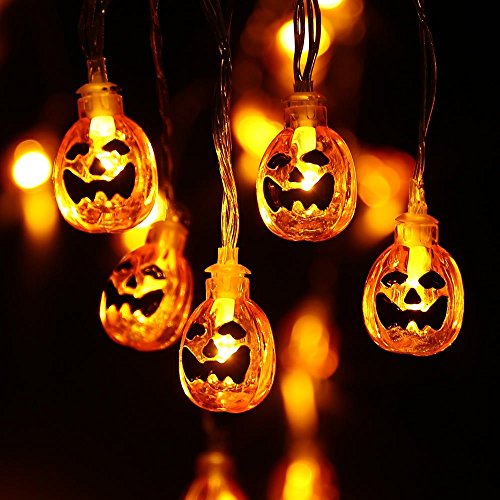 NEXVIN Halloween Dekoration Lichterkette 2M 20 LED 3D Orange Kürbis Lichterkette Batterie für Allerheiligen, Außen & Innen, Halloween Deko von NEXVIN