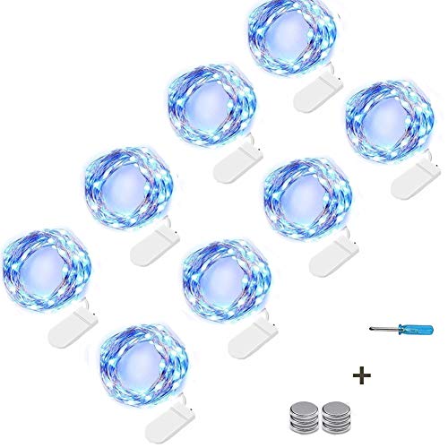 NEXVIN LED Lichterkette mit Batterie, 8er Stück Kupferdraht Lichterkette Blau 3 Meter 30 LED, Micro LED Lichterkette für Hochzeit, Party Deko (Kommen mit 6 Ersatzbatterien) von NEXVIN