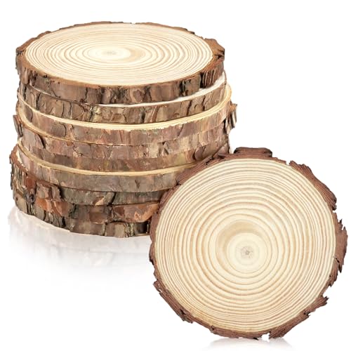 NEXXXI 10 Stück unlackierte Holzscheiben, 13 - 14 cm, runde Holzkreise zum Basteln, rustikale Holz-Mittelstücke für Hochzeiten, Tischdekoration von NEXXXI