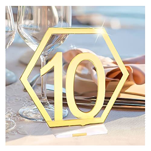 NEZIH Goldene Tischnummern Für Hochzeiten Mit Ständern 1-10/30, 9 X 10 cm Große Acrylschilder Und -Halter Für Empfänge/1 To 10 von NEZIH