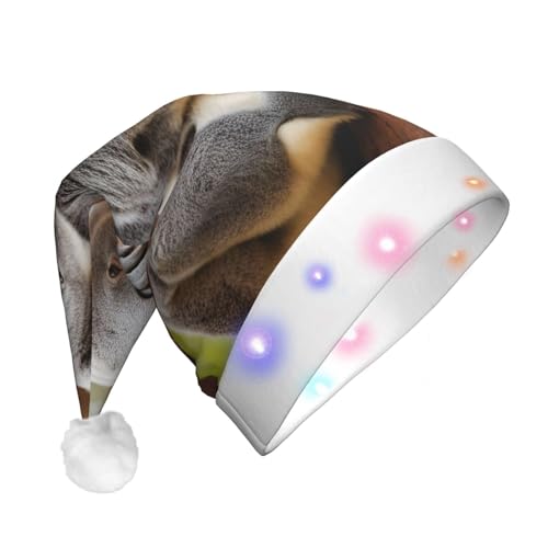 NEZIH Lustige Weihnachtsmannmütze, mit LED-Licht, umarmender Baum Koala, 1 Weihnachtsmütze, verrückter Weihnachtsmütze, Partyhut für Erwachsene als Partyzubehör von NEZIH