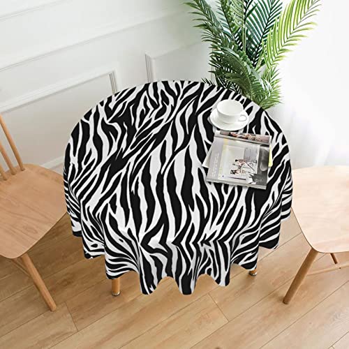 NEZIH Runde Tischdecke, Zebra-Druck, wasserdicht, knitterfrei, schmutzabweisend, Tischdecke (152,4 cm) von NEZIH