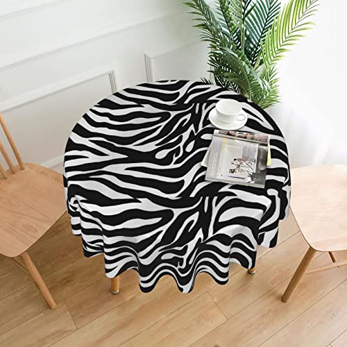 NEZIH Runde Tischdecke, Zebra-Druck, wasserdicht, knitterfrei, schmutzabweisend, Tischdecke (152,4 cm) von NEZIH