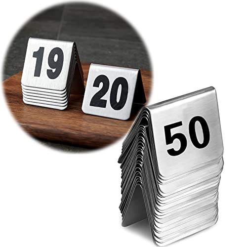 NEZIH Tischmarkierung Für Restaurantbar, Tischnummernschild, Stapelbare Tischnummernkarten, Doppelseitig Schwarz/1 To 50/L:40Mm*W:50Mm von NEZIH