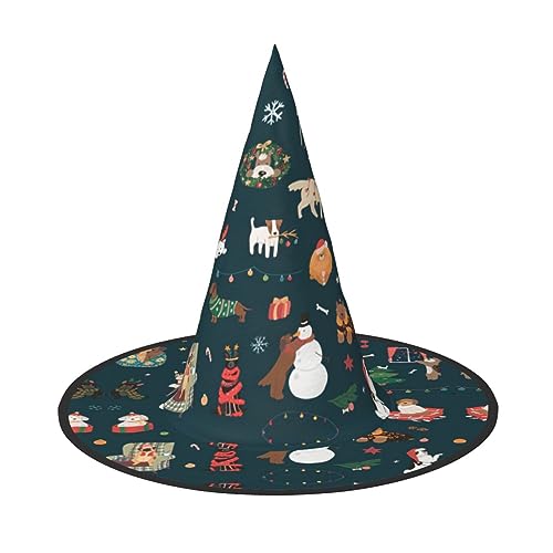 NEZIH Weihnachtsmann Weihnachtsdruck Halloween Hut Zubehör Erwachsene Kostüm Party Kegel Hexenhut Damen Kinder Mädchen Jungen von NEZIH