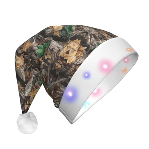 NEZIH Weihnachtsmütze, LED-Weihnachtsmütze, Urlaub für Erwachsene, Unisex, kalter Baum, Camouflage-Druck, Weihnachtsmannmütze für Partyzubehör von NEZIH