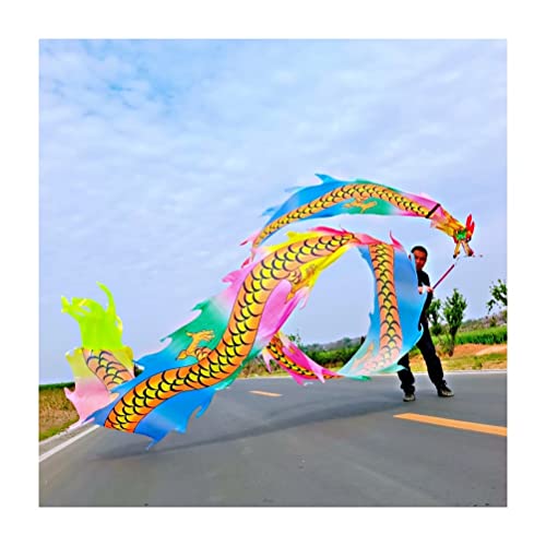 Drachentanzband Drachen-Band-Streamer Outdoor-Flinging-Drachen-Druck-Tanz-Luftschlangen, bunte Seiden-Drachen-Tanz-Luftschlangen, traditionelles chinesisches Folk-Sport-Fitness-Band(Colorful,10m/33ft) von NFOQRVKW