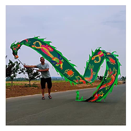 Drachentanzband Dragon Ribbon Streamer Outdoor Flinging Dragon Print Dance Streamer, bunte Drachentanz-Streamer aus Seide, Erwachsene Kinder Spin Swing Sports Fitness Ribbon(Grün,8m/26ft) von NFOQRVKW