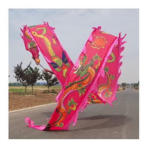 Drachentanzband Dragon Ribbon Streamer Outdoor Flinging Dragon Print Dance Streamer, bunte Drachentanz-Streamer aus Seide, Erwachsene Kinder Spin Swing Sports Fitness Ribbon(Red,10m/33ft) von NFOQRVKW