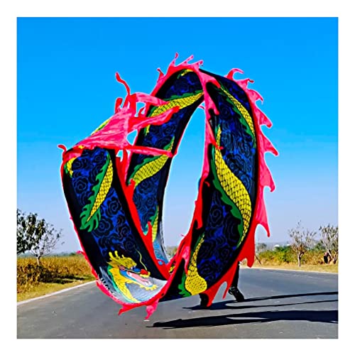 Drachentanzband Dragon Ribbon Streamer Outdoor Flinging Dragon Print Dance Streamer, bunte Drachentanz-Streamer aus Seide, Outdoor Square Park Sports Fitness Ribbon(Black+red,10m/33ft) von NFOQRVKW