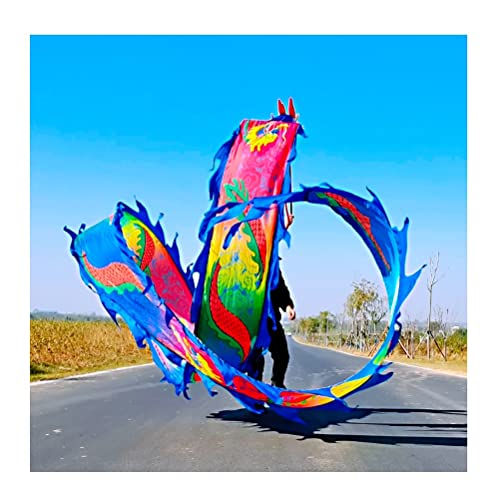 Drachentanzband Dragon Ribbon Streamer Outdoor Flinging Dragon Print Dance Streamer, bunte Drachentanz-Streamer aus Seide, Outdoor Square Park Sports Fitness Ribbon(Blu,10m/33ft) von NFOQRVKW