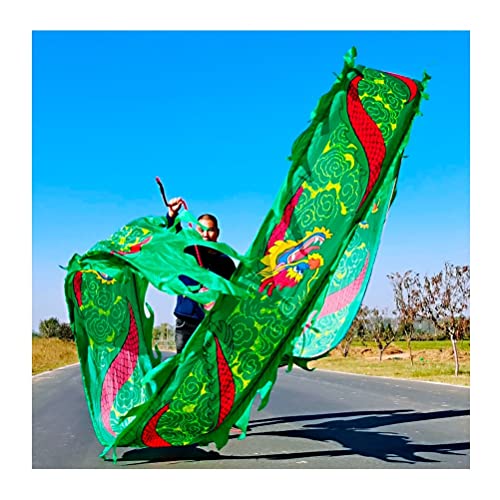 Drachentanzband Dragon Ribbon Streamer Outdoor Flinging Dragon Print Dance Streamer, bunte Drachentanz-Streamer aus Seide, Outdoor Square Park Sports Fitness Ribbon(Grün,10m/33ft) von NFOQRVKW