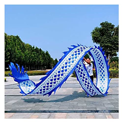 NFOQRVKW Drachentanzband Dragon Ribbon Streamer Outdoor Flinging Dragon Print Dance Streamer, chinesischer Square Dance ältere Fitness-Aktivität bunter Drachentanz-Streamer aus Seide(Blu,10m/33ft) von NFOQRVKW