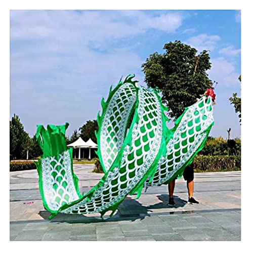 Drachentanzband Dragon Ribbon Streamer Outdoor Flinging Dragon Print Dance Streamer, chinesischer Square Dance ältere Fitness-Aktivität bunter Drachentanz-Streamer aus Seide(Grün,10m/33ft) von NFOQRVKW