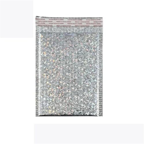 Luftpolstertaschen Luftpolsterumschläge, 50 Stück, Luftpolstertaschen, selbstklebende, gepolsterte Umschläge, Geschenktüten, Laserverpackung, Umschlagtaschen for Bücher(Silvery Laser,18 * 23cm) von NFOQRVKW