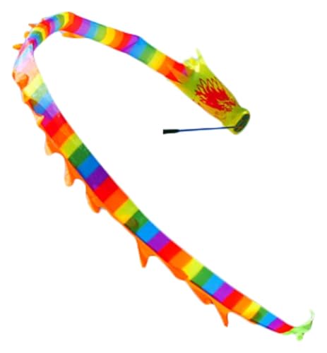 NFOQRVKW Drachentanzband Tanz-Drachen-Spinnbänder, Seiden-Drachen-Poi, Fitness-Schaukel-Drachenbänder, quadratischer Tanz-Streamer mit Fiberglas-Handstab for Kinder(2M) von NFOQRVKW