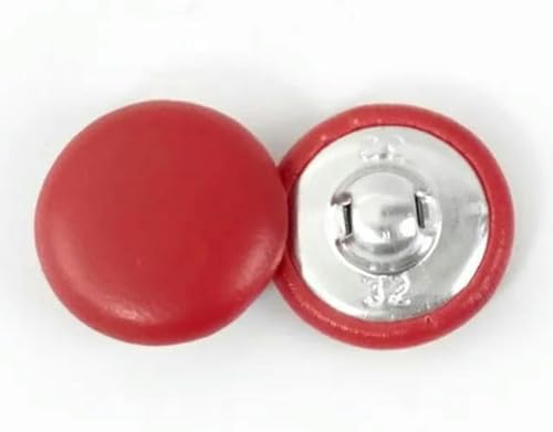 10 Stück 15/20/25/28 mm rundes Stoffknopf-Set mit Metallschaft für Jacke, Nähzubehör, Basteln-Rot-15 mm 10 Stück von NGHRDGD