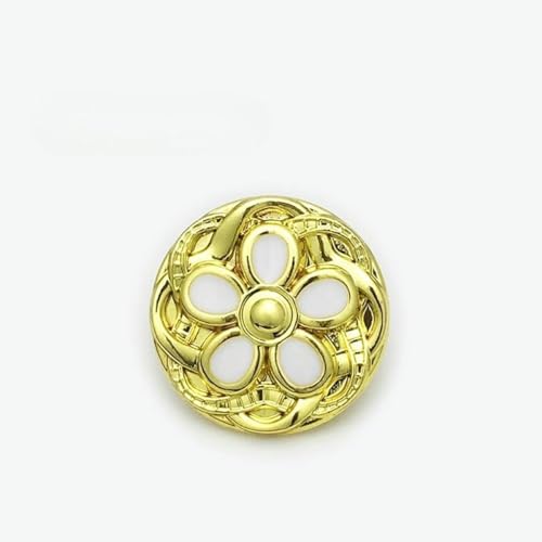 12 Stück 18/22 mm goldene weiße Perlenblumenknöpfe Mantelperlenknöpfe zum Nähen Kunstperlen-Knöpfe mit flacher Rückseite Legierungsschaftknöpfe-22 mm-Goldimitat von NGHRDGD