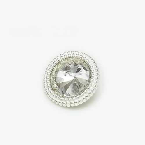 15–22 mm, 10 Stück, weiße Kristall-Rhinestone-Knöpfe, Perlmuttknöpfe, Retro-Rhinestone-Knöpfe, Kristall-Hemdknöpfe, Perlmuttknöpfe für Kleidung-15 mm-Silberweiß von NGHRDGD